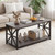 GIANTEX Farmhouse Coffee Table, 43" Center Table with Storage, Grey Oak