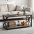 GIANTEX Farmhouse Coffee Table, 43" Center Table with Storage, Grey Oak