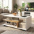 GOFLAME Rectangular Coffee Table for Living Room, 3-Tier Wood Center Table with Storage, L-Shaped Middle Shelf, Modern Accent Coffee Tables for Living Room, Reception Room, White & Natural