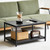 JupiterForce Coffee Table for Living Room, 31.5" Wood Coffee Table with Storage Shelf, Rectangle Center Table with Metal Frame for Small Apartment, Dorm, Black
