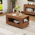 39" Coffee Table with Sides Storage & Transparent Legs, Brown Wood Grain
