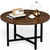 FAMIDGE Round Coffee Table, 23.6" Small Coffee Table for Living Room, MDF Top with Metal Frame, Floor Table for Sitting on The Floor, Modern Coffee Table for Office, Apartment, Home, Dark Walnut