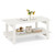 GIANTEX Coffee Table with Storage, 45 Inch Modern Center Table with Slatted Design & Side Rail Support, Rectangular Living Room Table for Small Spaces, White