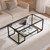 Yaheetech Glass Coffee Table for Living Room, 42" with Storage Shelf, Black
