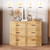 Fameill Dresser for Bedroom, 6 Drawer Wide Dresser Organizer with Charging Station for Hallway with Metal Handles, Oak