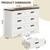 Decofy 47" Farmhouse 6-Drawer Dresser for Bedroom, Pure White + Walnut