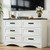 Decofy 47" Farmhouse 6-Drawer Dresser for Bedroom, Pure White + Walnut