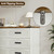Decofy 47" Farmhouse 6-Drawer Dresser for Bedroom, Pure White + Walnut