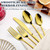 BEWOS 49-Piece Gold Silverware Set with Organizer - Stainless Steel Silverware Set for 8 with Drawer Organizer, Mirror Polished Flatware Set for Home and Restaurant, Dishwasher Safe