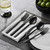 40 Pcs Black Hammered Silverware Set for 8, 18/10 Stainless Steel Flatware