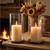 Gold Hurricane Candle Holders with Glass Sleeves Set of 2