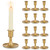 Gold Taper Candle Holder Set of 12, Hewory Short Skinny Brass Candlestick Holders, Vintage Small Low Metal Candles Sticks for Wedding Centerpieces Christmas Birthday Party Holiday Dinning Table Decor