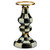 MACKENZIE-CHILDS Courtly Check Enamel Pillar Candlestick, Cute Black-and-White Pillar Candle Stand, Medium