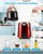 VEVOR 1750W Water Distiller, 0.4Gal/H Distilled Water Maker with Glass Carafe, 4L/1.1Gal Countertop Distiller Machine, 0-99H Time Temp Dual Display, Anti-dry Design 304 Stainless Steel Still, Wine Red