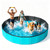 HAIKE Collapsible Dog Pool, Portable Dog Bathtub Heavy-Duty Oxford Cloth, Doggie Pool Indoor Outdoor Backyard, Pet Bathing Tub for Dogs Cats Kids,Swimming Pool Quick Drain Outlet, Blue 62.9x11.8 Inch