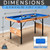 SereneLife 4.5ft Folding Pool Table, 55in Portable Foldable Billiards Game Table for Kids and Adults with Accessories, Indoor and Outdoor Games with Sticks, Cue, Balls and Triangle, Blue