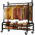 Grukapa Heavy Duty Clothes Rack, Double Rods Rolling Clothing Racks for Hanging Clothes Load 630 LBS, Metal Garment Rack for Bedroom Closet Laundry Room, Black