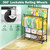 Double Rods Clothes Rack for Hanging Clothes, Heavy Duty Rolling Clothing Rack with Wheels, Freestanding Garment Racks with Oxford Bottom Shelf and Mesh Bottom Shelf for Bedroom Laundry Living Room