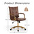 MOJAY Mid-Back Ergonomic Leather Office Desk Chair, Modern Upholstered Computer Chair, Executive Office Chair with Arms, Swivel Adjustable Rolling Chair with Gold Base (Brown)