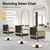 BAIODNB 360° Rotatable Barber Salon Chair,Styling Hair Salon Chair with Adjustable Height Shampoo Chair,Hair/Makeup Chair for Hair Stylist Beauty Salon Brading Hairdresser Chair (Black+Golden)