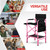 mefeir 30" Tall Director's Chair with Carry Bag & Retractable Side Table, Portable Folding Makeup Artist Chair, Aluminum Frame, 300 lbs Capacity - Pink & Black, for Salon, Outdoor