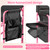 VINGLI 31" Tall Director's Chair for Makeup Artist, Aluminum Portable Makeup Chair with Retractable Side Table & Footrest,Supports 300 lbs, Foldable Makeup Chair for Studio, Pink & Black