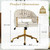 ABET Velvet Vanity Chair with Wheels, Swivel Bedroom Nail Chair, Beige