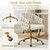 ABET Velvet Vanity Chair with Wheels, Swivel Bedroom Nail Chair, Beige