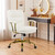 KLASIKA Leather Home Office Desk Chair, Mid-Back Vanity Chair Make Up Chair with Gold Wheels & Removable Armrests, Rolling Swivel Computer Task Chair for Office Bedroom Living Room Girls Women, White