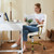 KLASIKA Leather Home Office Desk Chair, Mid-Back Vanity Chair Make Up Chair with Gold Wheels & Removable Armrests, Rolling Swivel Computer Task Chair for Office Bedroom Living Room Girls Women, White