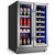 Vushine 24 Inch Wine and Beverage Refrigerator, 85 Cans and 18 Bottles Dual Zone Wine Fridge with Glass Door Built in or Freestanding, Under Counter Refrigerator for Soda Beer Wine-Kitchen Bar Office