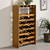 Wooden Wine Rack with 7 Tier Shelf and 4 Cup Holder - Oak Finish