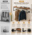 58 Inch Industrial Pipe Wall Clothing Rack with Shelves, Solid Wood, Black
