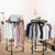 Round Clothing Rack, Floor Standing Garment Display Retail Rack with Topper