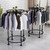 Round Clothing Rack, Floor Standing Garment Display Retail Rack with Topper
