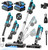 Cordless Vacuum Cleaners for Home with 2*Battery 8000mAh, Brushless Rechargeable Stick Vacuum with 3 Mode, 6 In 1 Portable Handheld Cordless Vacuum for Pet Hair /Hardwood Floor/Dorm/Carpet (Blue)