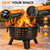 Wood Burning Fire Pit, 65cm Outdoor BBQ Grill Bowl with Spark Screen