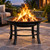 Outdoor Fire Pit 72cm, Wood Burning Fire Bowl with Barbecue Grill