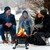 Portable Round Metal Fire Pit with Cooking Grill