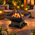 19" Square Outdoor Fire Pit, Wood Burning Firepit with Spark Screen & Poker