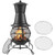 15.7"w x 41.3"h Chiminea Fireplace with 2 BBQ Grill, Wood Burning Fire Pit