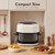 4.23 Glass Air Fryer, PFAS-Free Non Toxic Small AirFryers 1350W