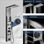 ELLO&ALLO Shower Panel Tower System with Shelf, Rainfall Shower Head and Rain Massage System with Body Jets, Stainless Steel Bathroom Fixtures, Brushed Nickel&Black