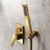 Shower Faucet System Mixer Set, Bathroom Shower Taps Set Brushed Gold Square Rainfall Shower Faucet Wall Mounted Shower Mixer 10" Shower Head with Hand Shower and Shower Hose
