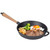 evhooe Cast Iron Skillet with Wooden Handle (Frying pan with wooden