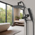 Hibbent All Metal cUPC Certified Shower Head, 10'' High Pressure Rainfall Showerhead Combo, Handheld Shower Wand, 12'' Adjustable Extension Arm, 4-Spray, 71'' Hose, Brass Shower Holder, Matte Black