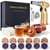 Whiskey Smoker Kit with Triple-Flame Torch, 18-Piece Cocktail Smoker Kit with 6 Wood Chips, 2 Heavy 10 oz Whiskey Glasses & 2 Ice Ball Molds, Old Fashioned Bourbon Gifts for Men Dad Father, No Butane
