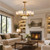 THJS8 Vintage Brass Chandelier with Glass, Crystal Ceiling Light Fixture