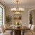 THJS8 Vintage Brass Chandelier with Glass, Crystal Ceiling Light Fixture