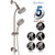 Egretshower Handheld Showerhead & Rain Shower Combo for Easy Reach, 27.5" Drill-free Stainless Steel Slide Bar, 5”of 5-setting Handheld Shower and Showerhead, with 5ft Hose -Brush Nickel